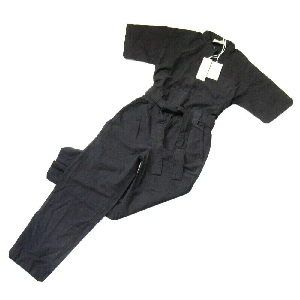 NWT Everlane The Fatigue Short-Sleeve Jumpsuit in Black Belted Cotton Utility 00